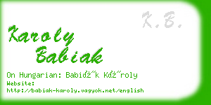 karoly babiak business card